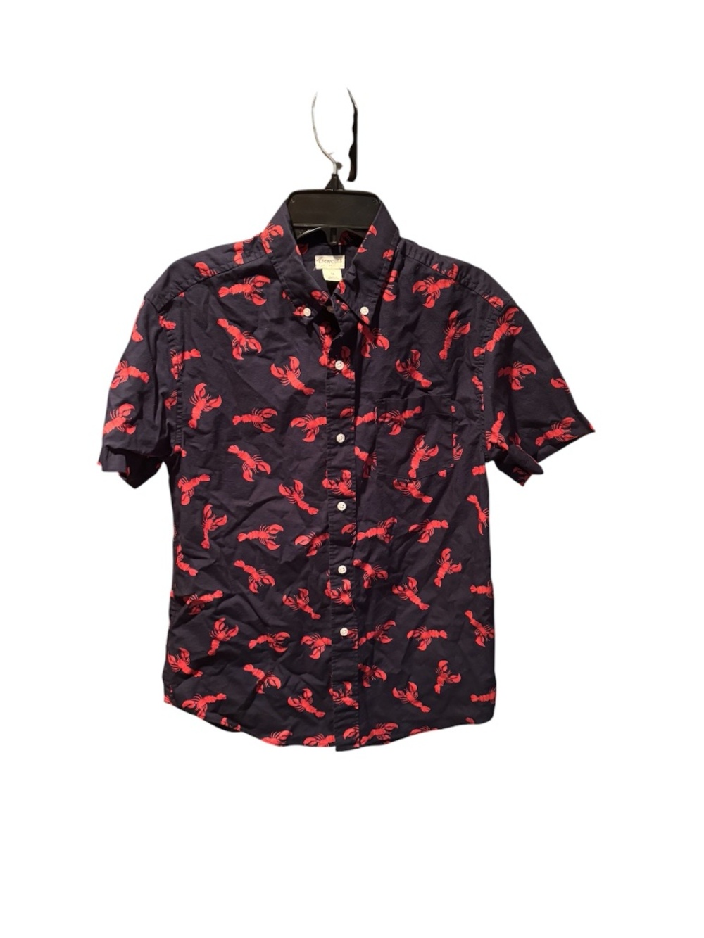 J. Crew Crewcuts Factory Boys Short Sleeve Lobster Print Button Front Size 14